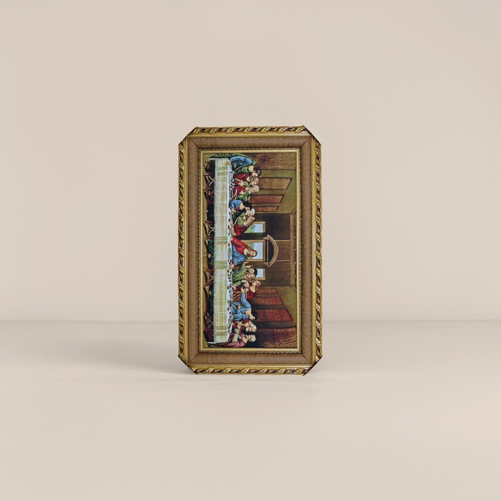 The golden carved picture frame, paired with the final dinner tapestry, decorates the living room and bedroom wall hanging artworks Specification image