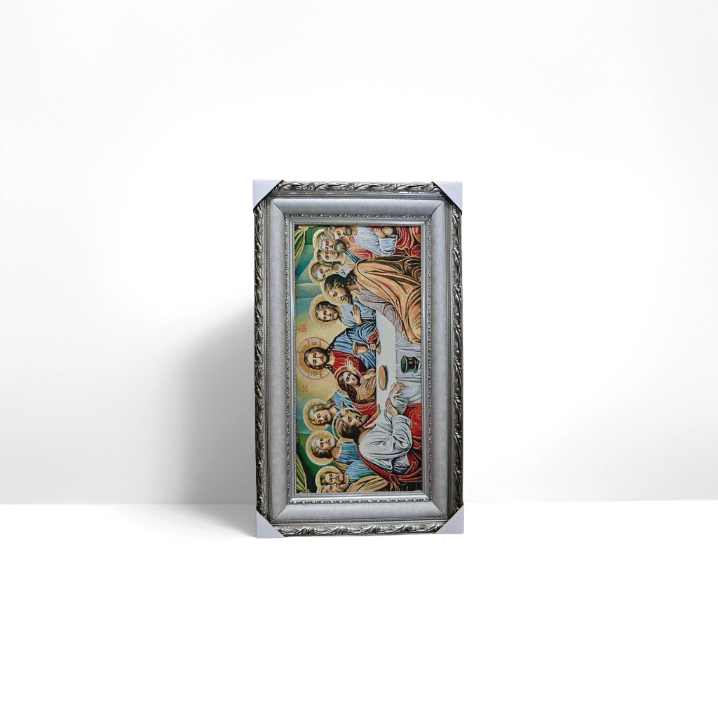 Silver carved photo frames with religious figure brocade paintings for living room and bedroom decoration