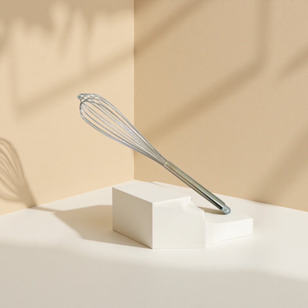Silver metal egg beater, kitchen baking manual blender, stainless steel, corrosion-resistant details Picture