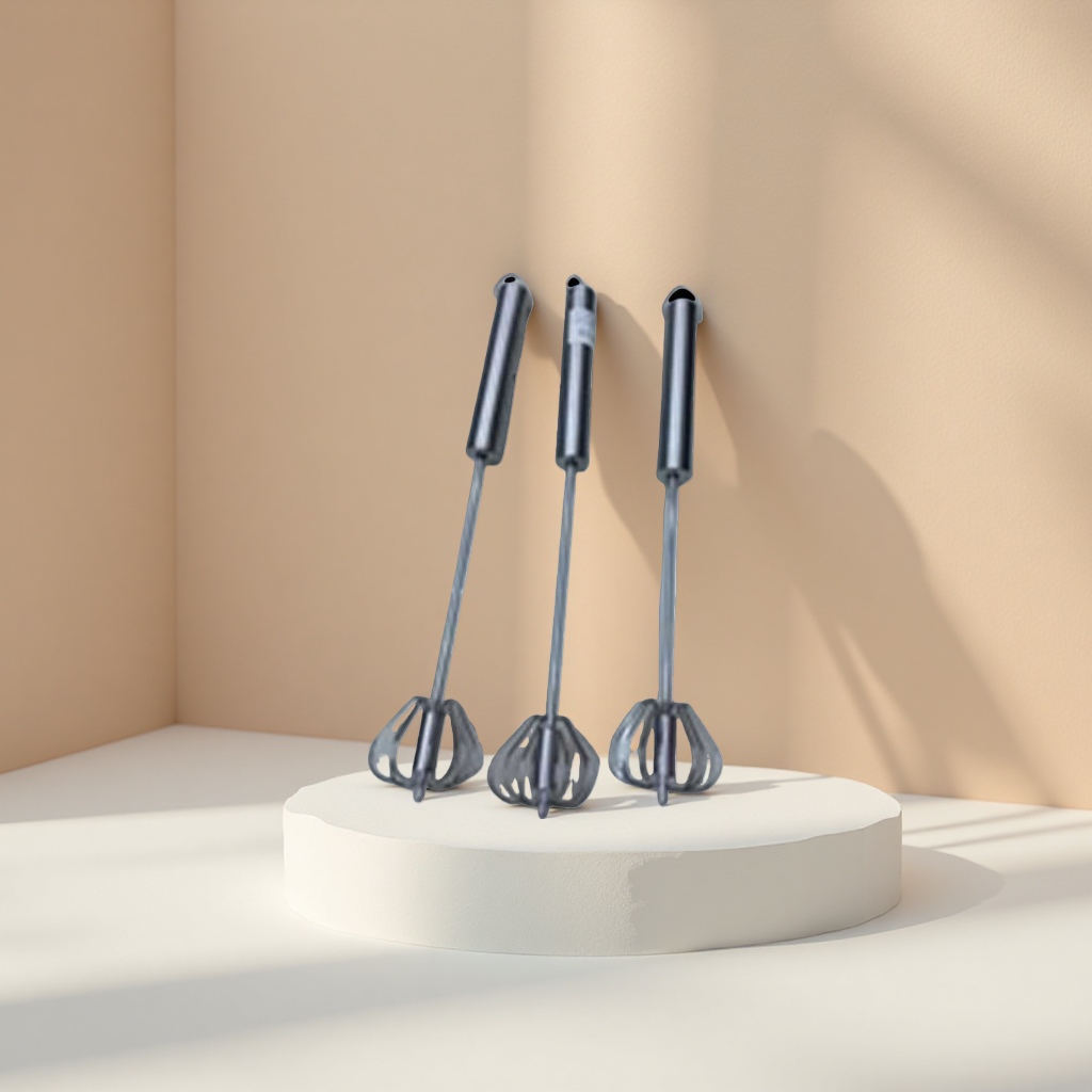 Silver stainless steel egg beater, manual mixer, kitchen baking tool details Picture