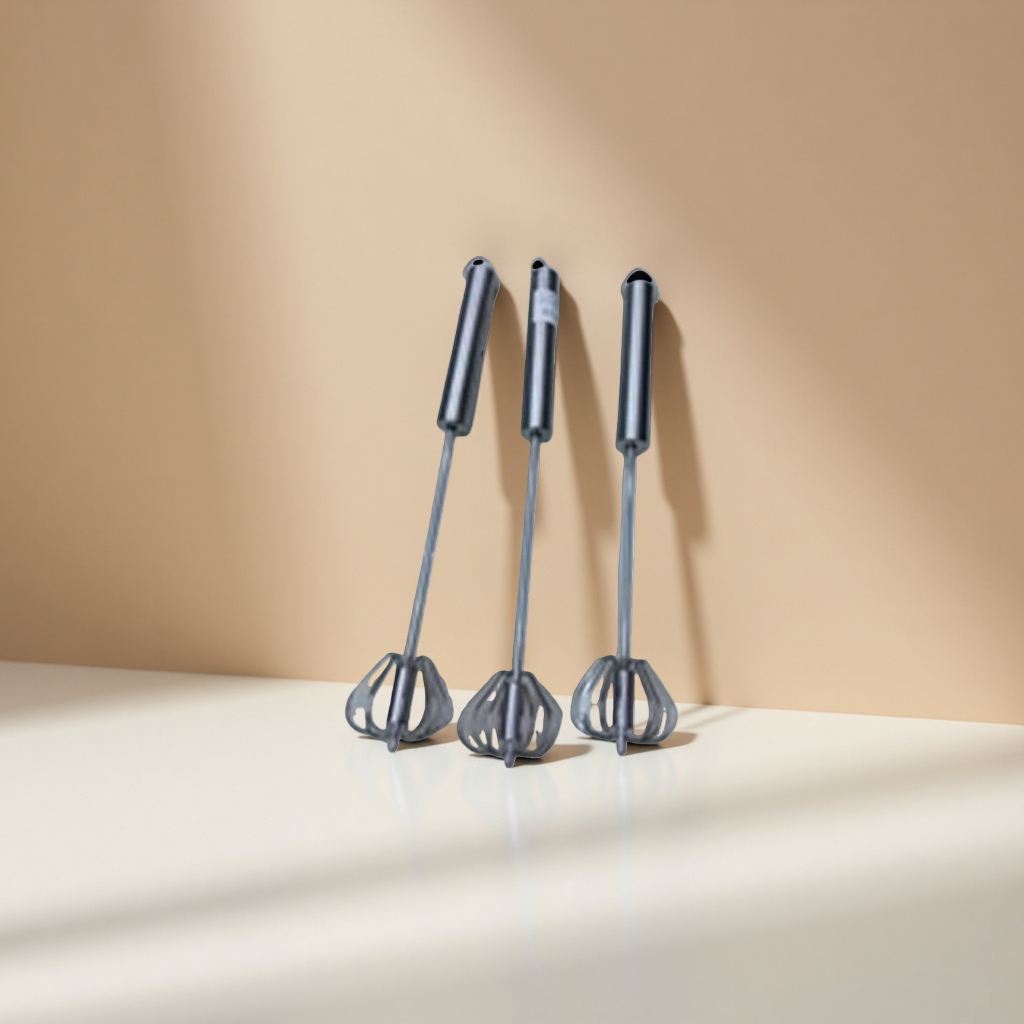 Silver stainless steel egg beater, manual mixer, kitchen baking tool Specification image