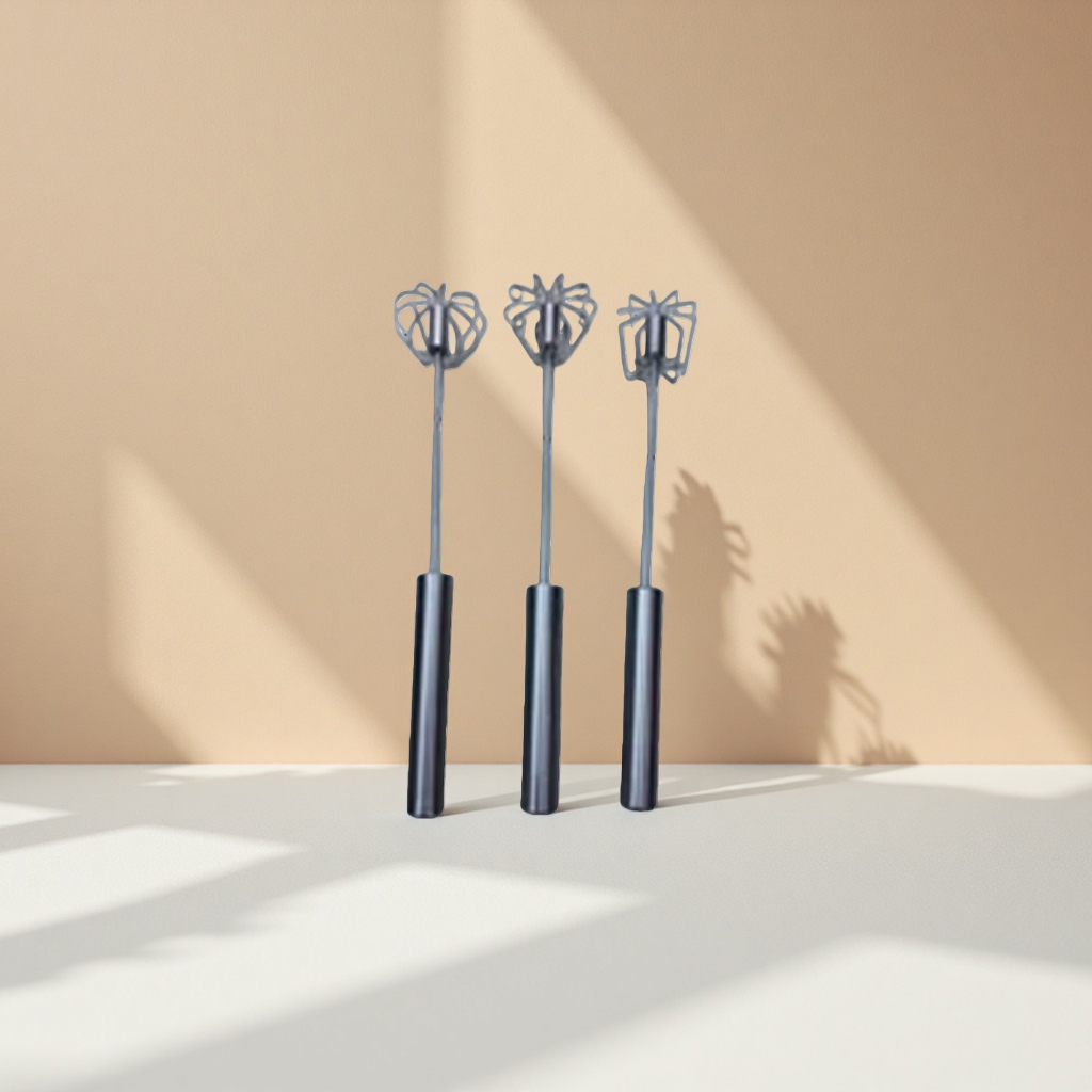 The silver high-elasticity egg beater is a household baking mixer that is lightweight and effortless