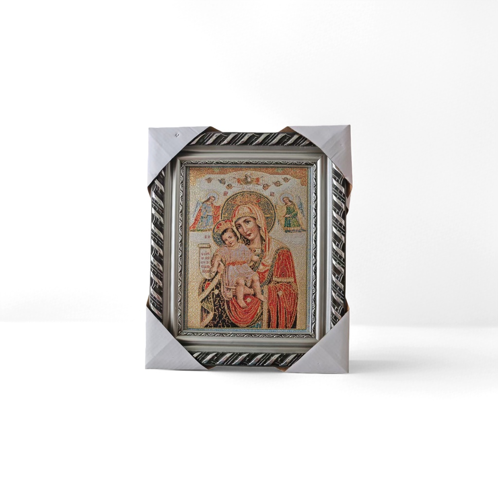 Silver carved photo frame, mother and child brocade painting, decorative painting, living room and bedroom hanging painting