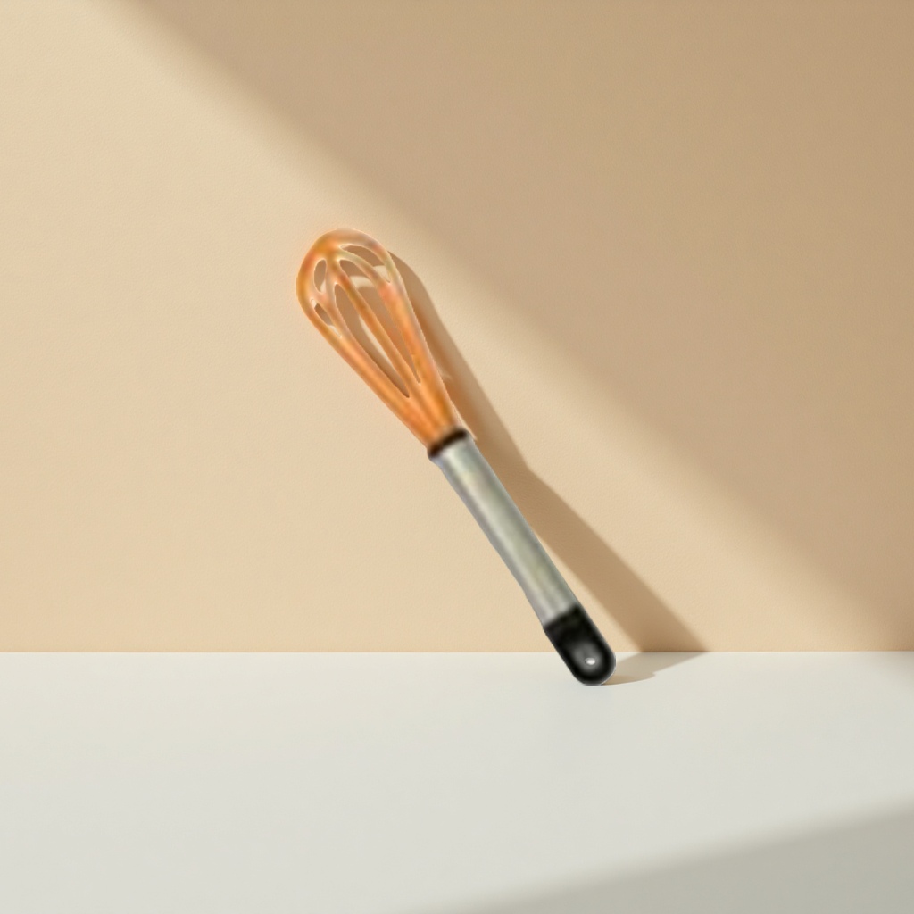 Orange silicone egg beater, manual mixer, kitchen baking tool details Picture
