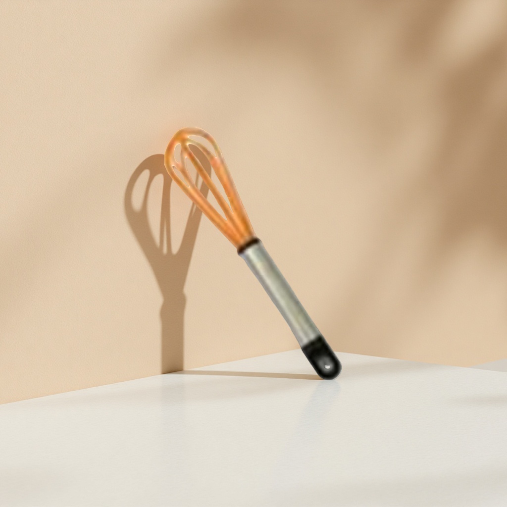 Orange silicone egg beater, manual mixer, kitchen baking tool Specification image