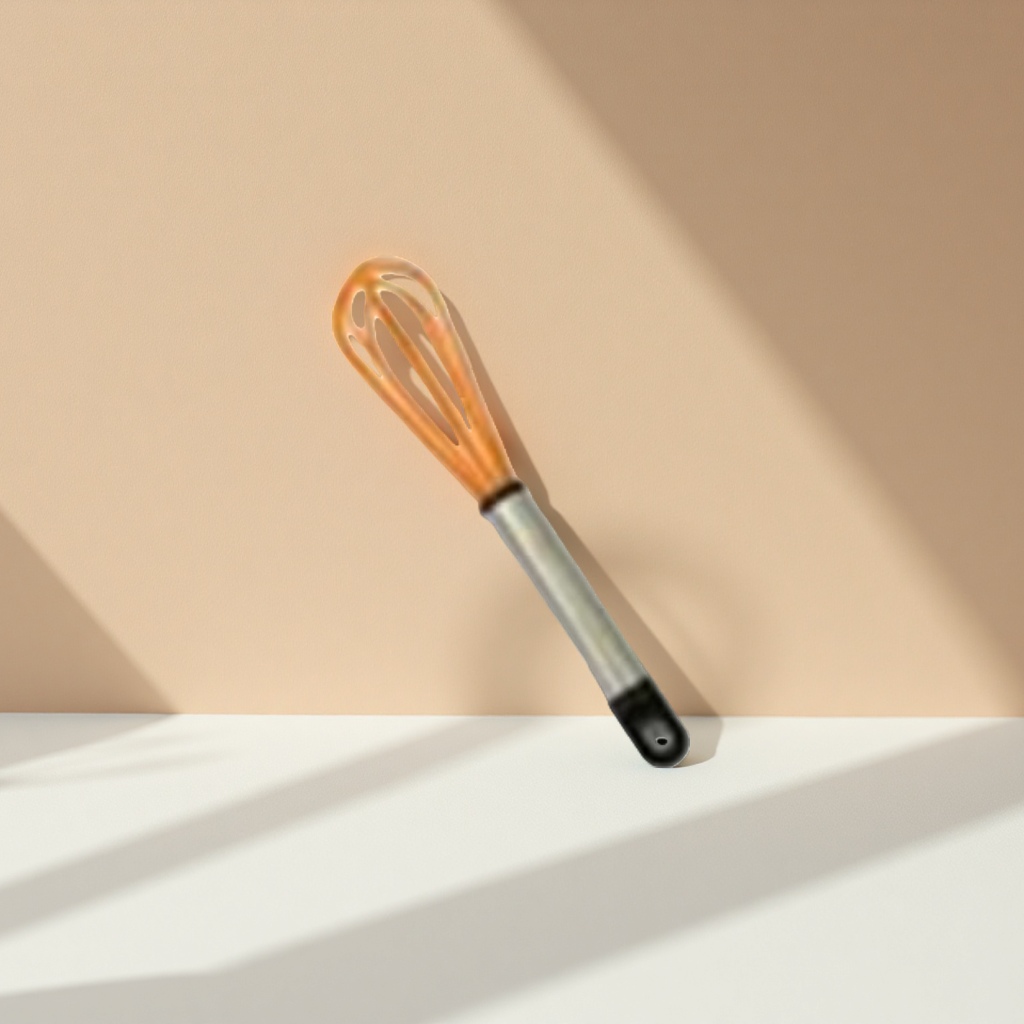 Orange silicone egg beater, manual mixer, kitchen baking tool