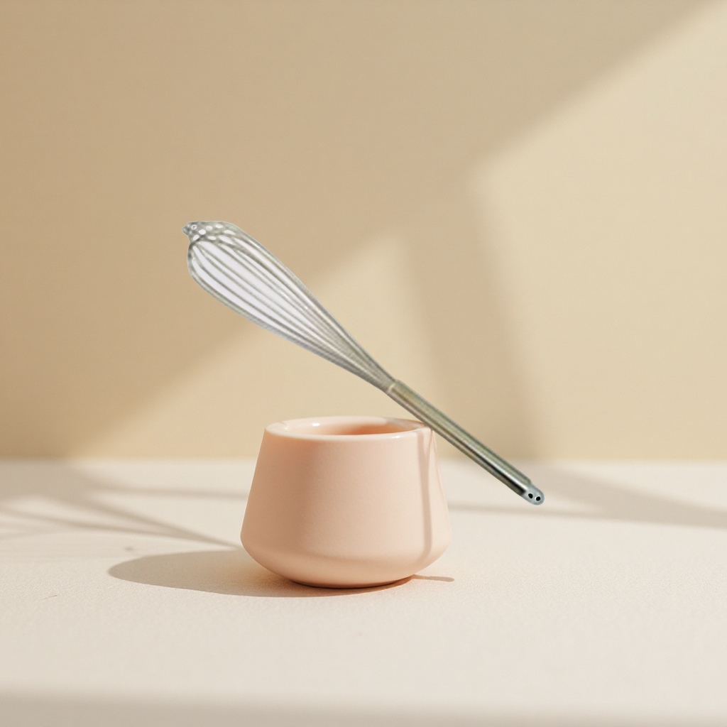 Silver metal egg beater, a home baking wonder, is a manual high-speed whisk that is light and effortless Specification image