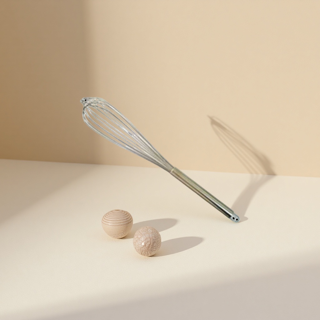 Silver metal egg beater, a home baking wonder, is a manual high-speed whisk that is light and effortless details Picture