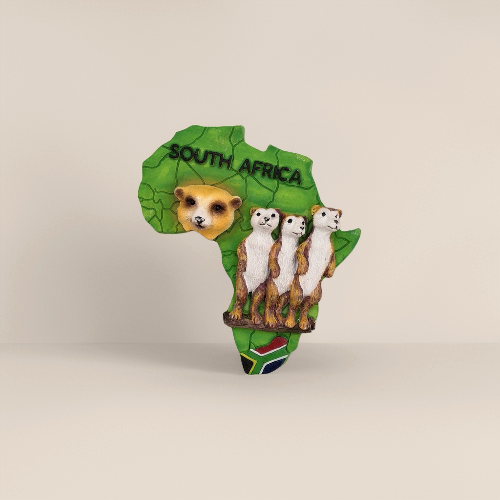 Green African map-shaped souvenir: Three meerkats and one marmot sculpture Application Scenario