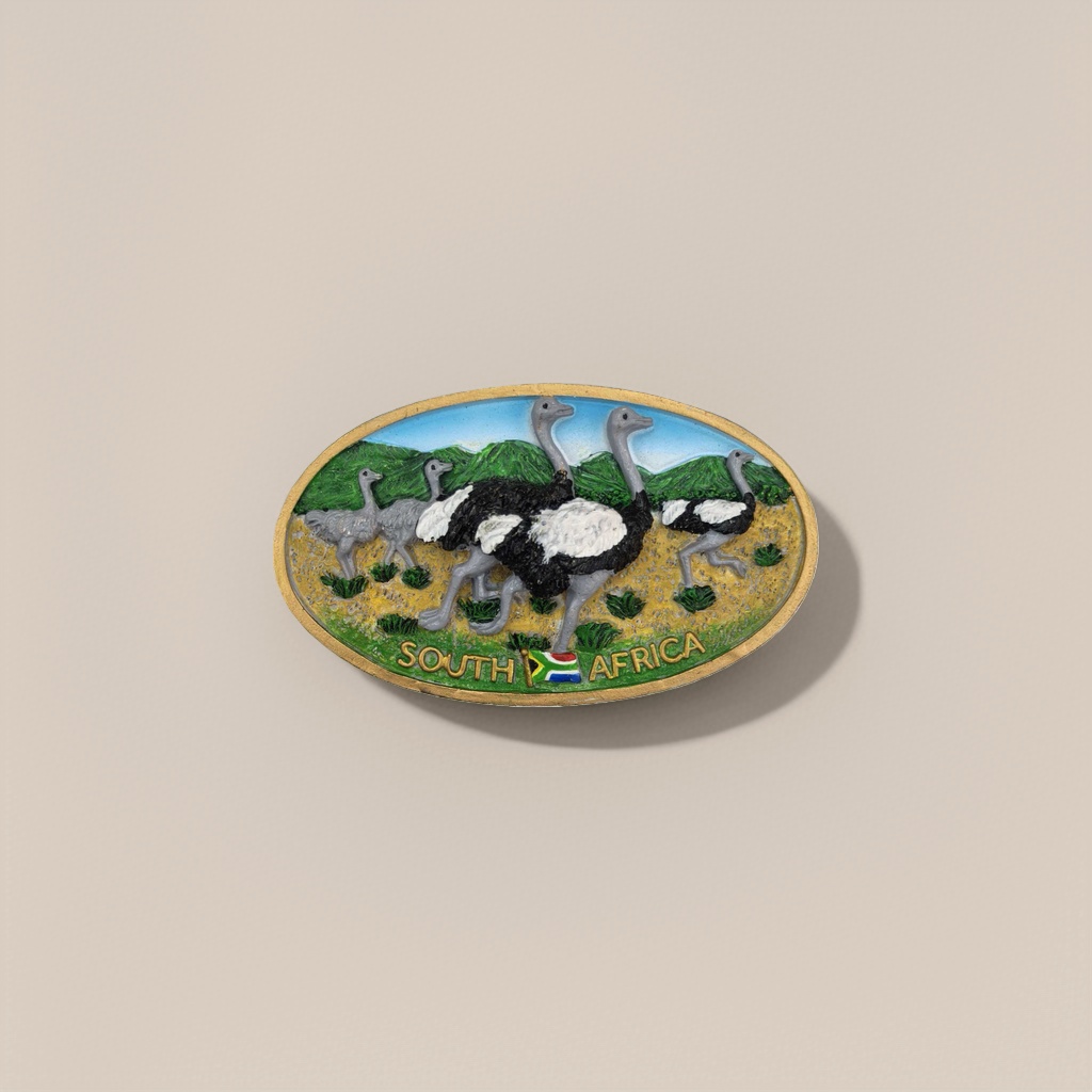 Colored oval-shaped ostrich pattern tiles