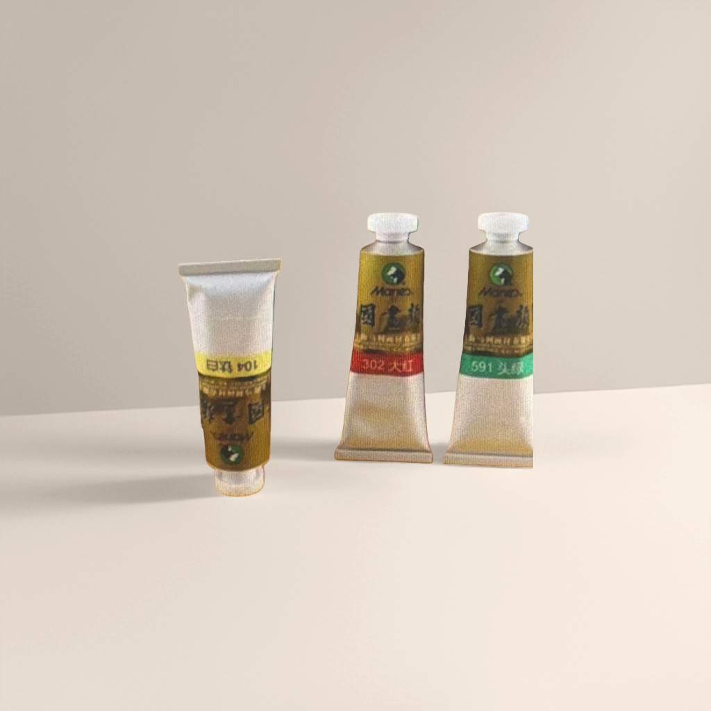 Shanghai Hongye Mali Chinese Painting Pigment Set 104 Xuan Bai 302 Da Hong 591 Head Green Five-piece Set Yellow Background Box details Picture