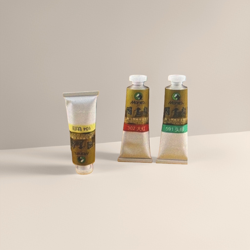 Shanghai Hongye Mali Chinese Painting Pigment Set 104 Xuan Bai 302 Da Hong 591 Head Green Five-piece Set Yellow Background Box Application Scenario
