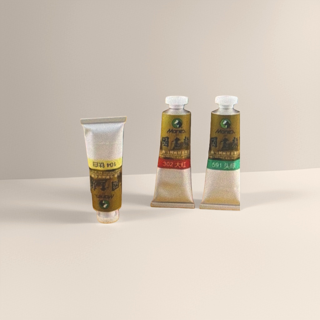 Shanghai Hongye Mali Chinese Painting Pigment Set 104 Xuan Bai 302 Da Hong 591 Head Green Five-piece Set Yellow Background Box Specification image