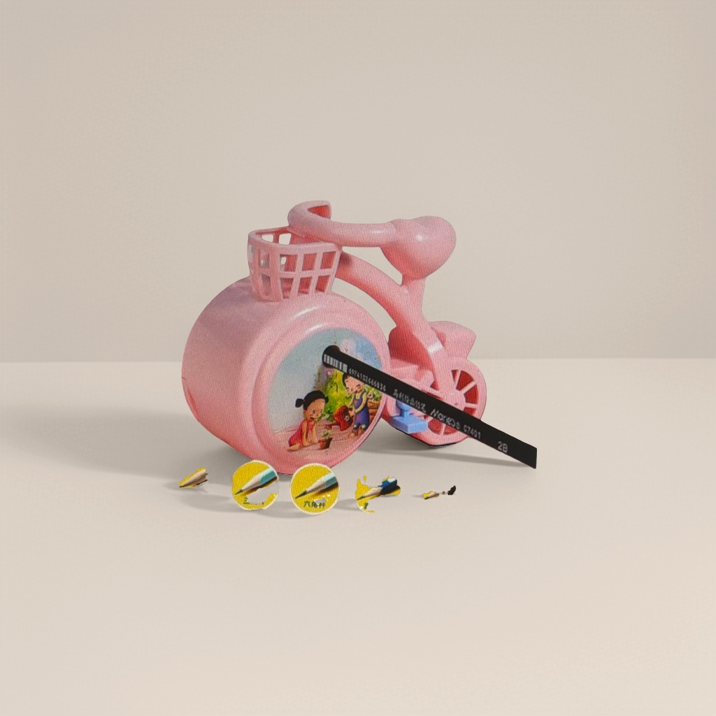 Pink bicycle-shaped pencil sharpener, student stationery, creative pencil sharpener, office supplies Specification image