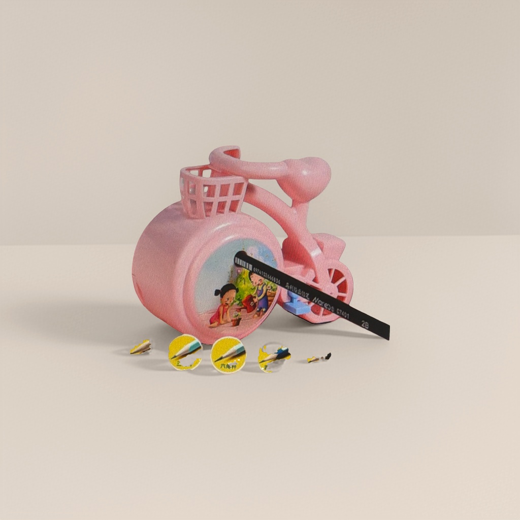 Pink bicycle-shaped pencil sharpener, student stationery, creative pencil sharpener, office supplies Application Scenario