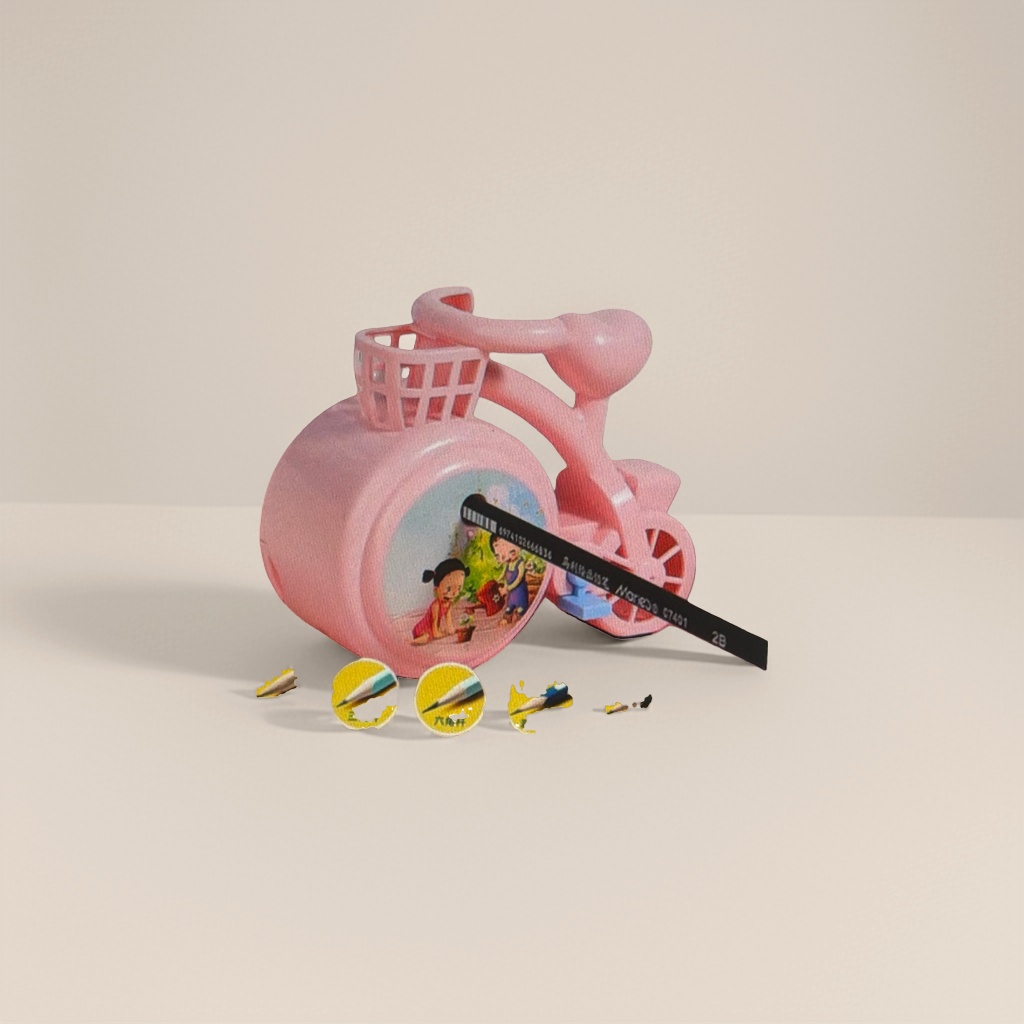 Pink bicycle-shaped pencil sharpener, student stationery, creative pencil sharpener, office supplies