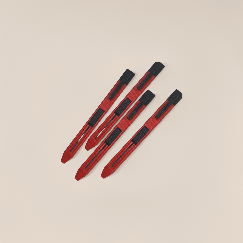 A four-piece gel pen with a red body and black handle