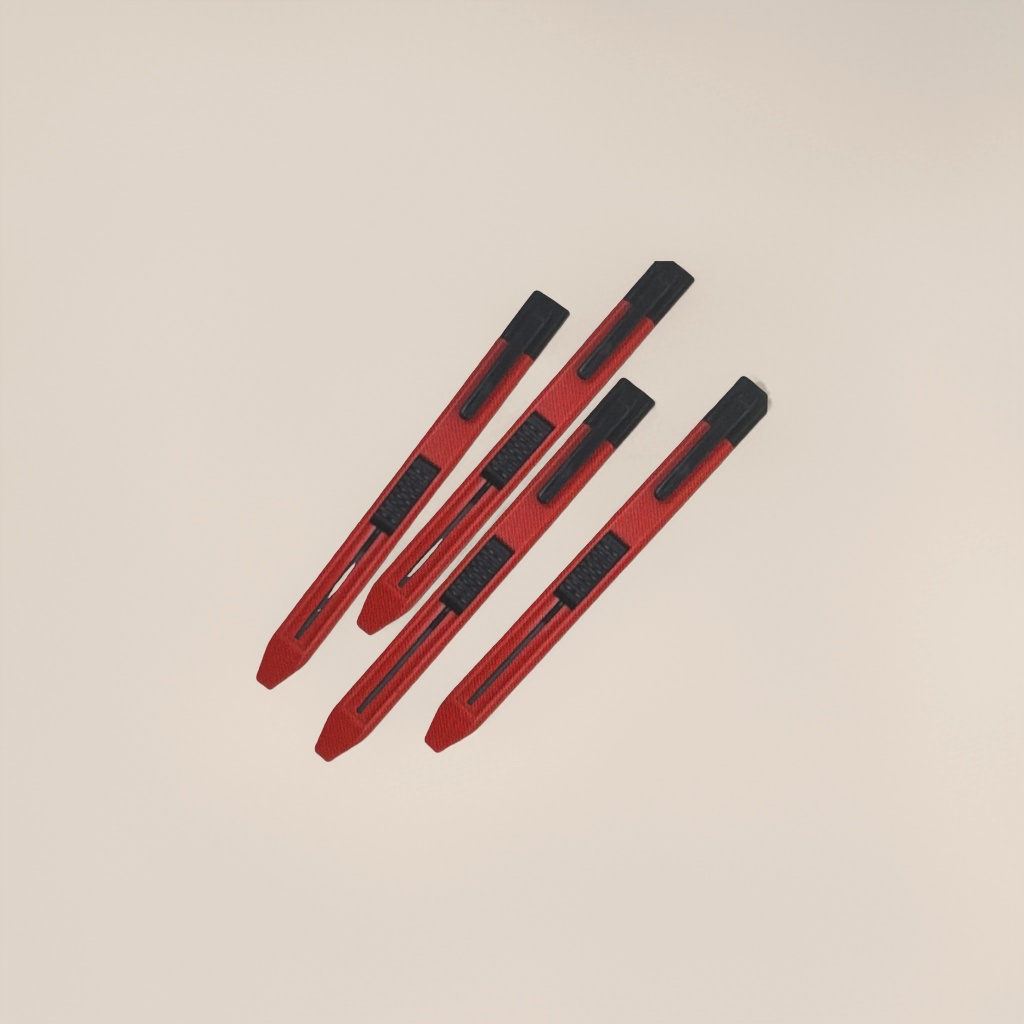 A four-piece gel pen with a red body and black handle details Picture