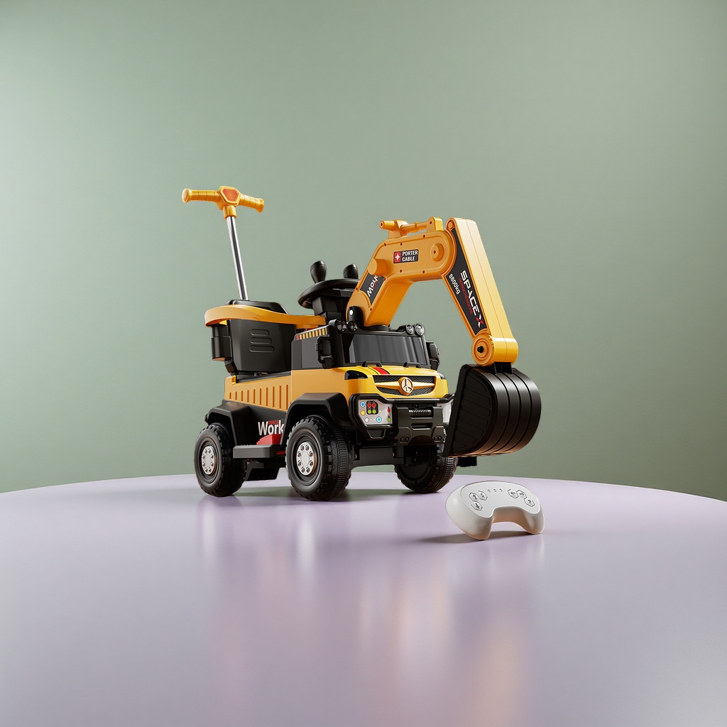 Excavadora eléctrica amarilla coche de juguete puzzle para niños coche de ingeniería retroexcavadora de control remoto Application Scenario