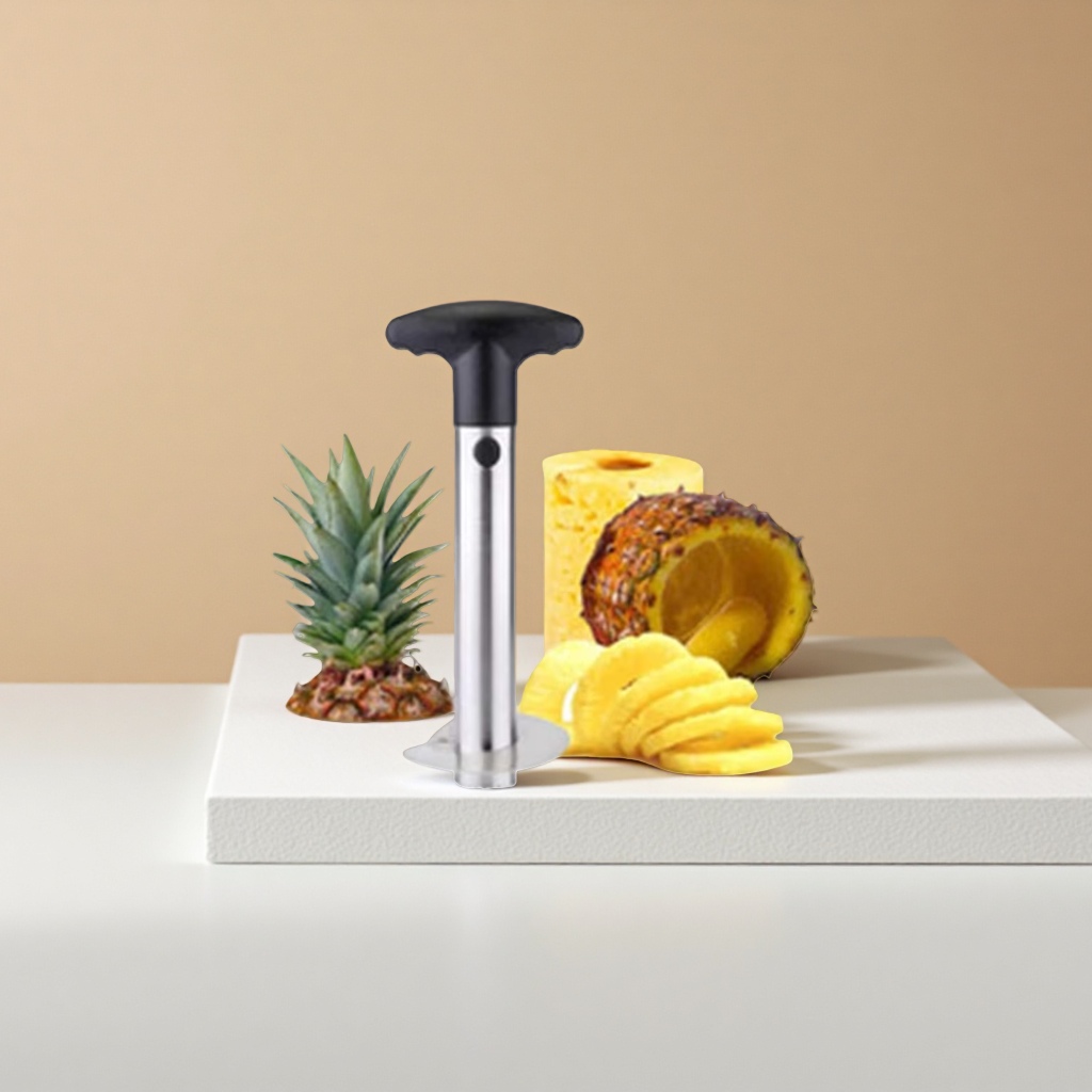 银色菠萝削皮器 不锈钢螺旋去皮刀 水果专用厨房工具图