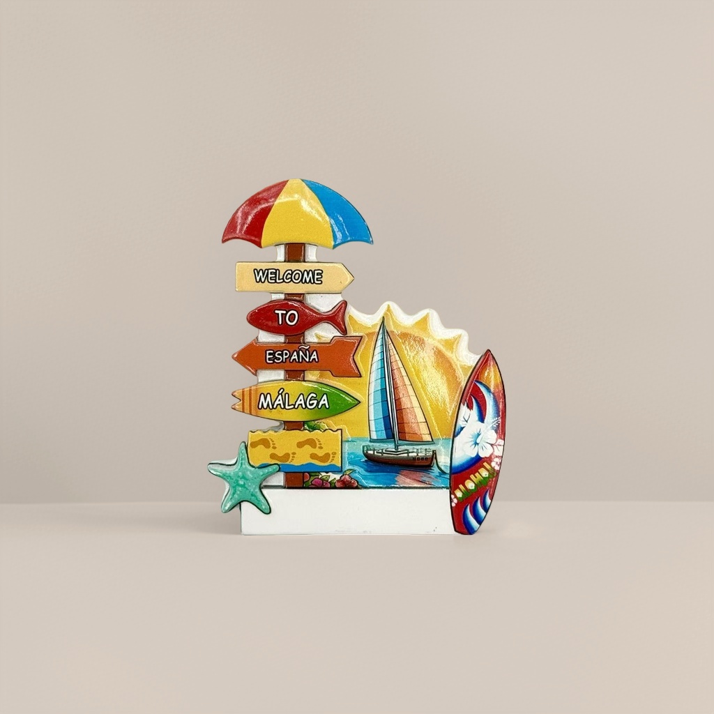 Colorful beach-themed tiles featuring sun umbrellas, signboards, sailboats, surfboards and starfish elements details Picture