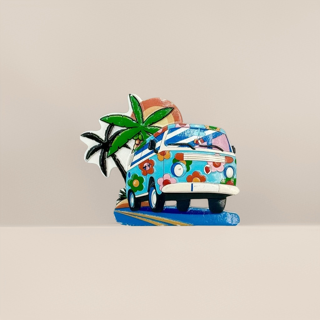 شريط مغنطيسية خلفية لأشجار النخيل في شاحنة بوهيميا القديمة الملونة Specification image