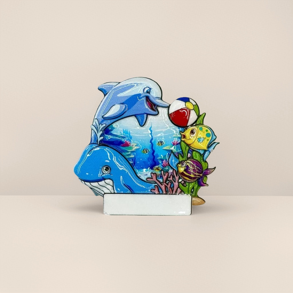 彩色海洋主题徽章 海豚鲸鱼热带鱼珊瑚沙滩球