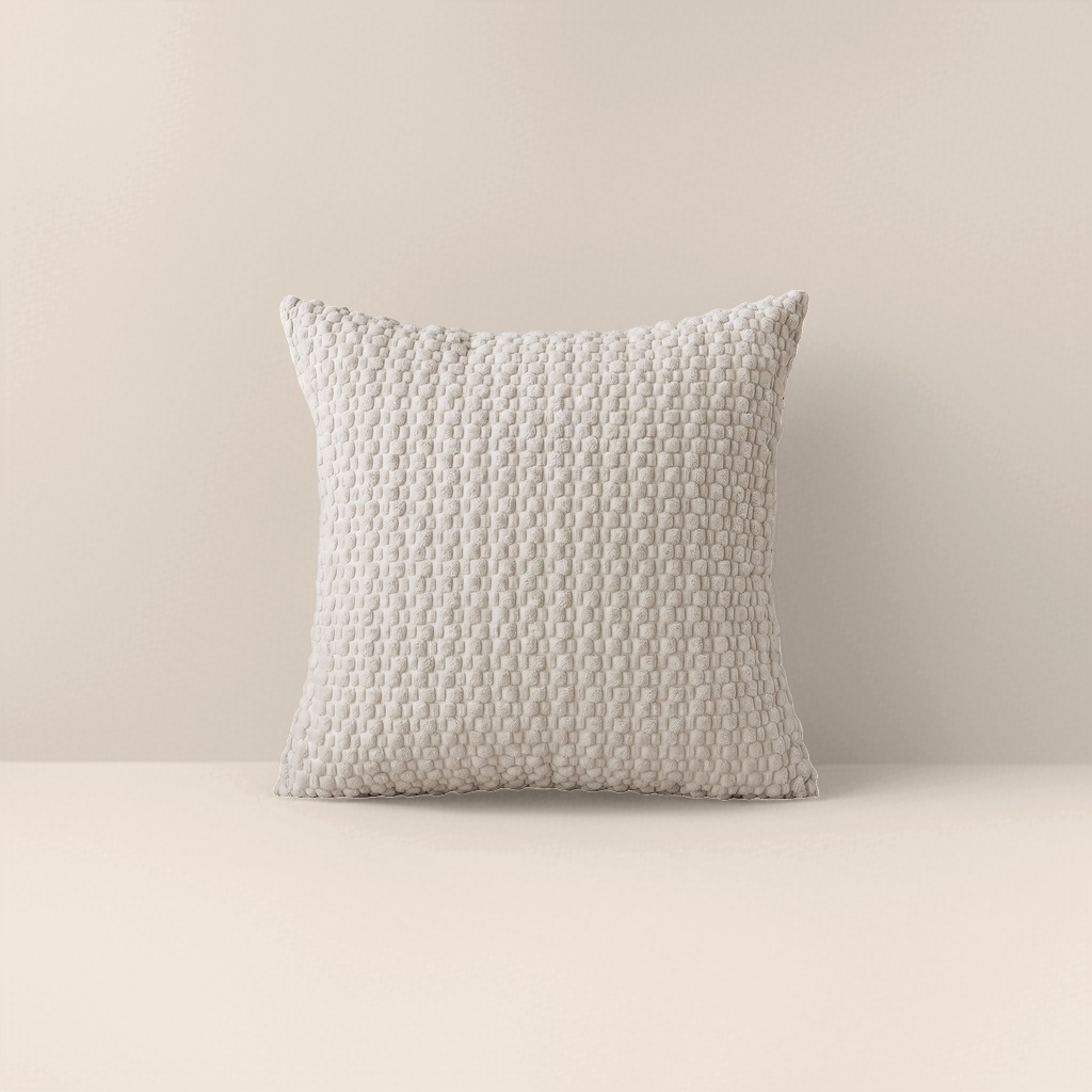 The off-white textured Nordic-style throw pillow is a soft furnishing for the living room and bedroom Specification image