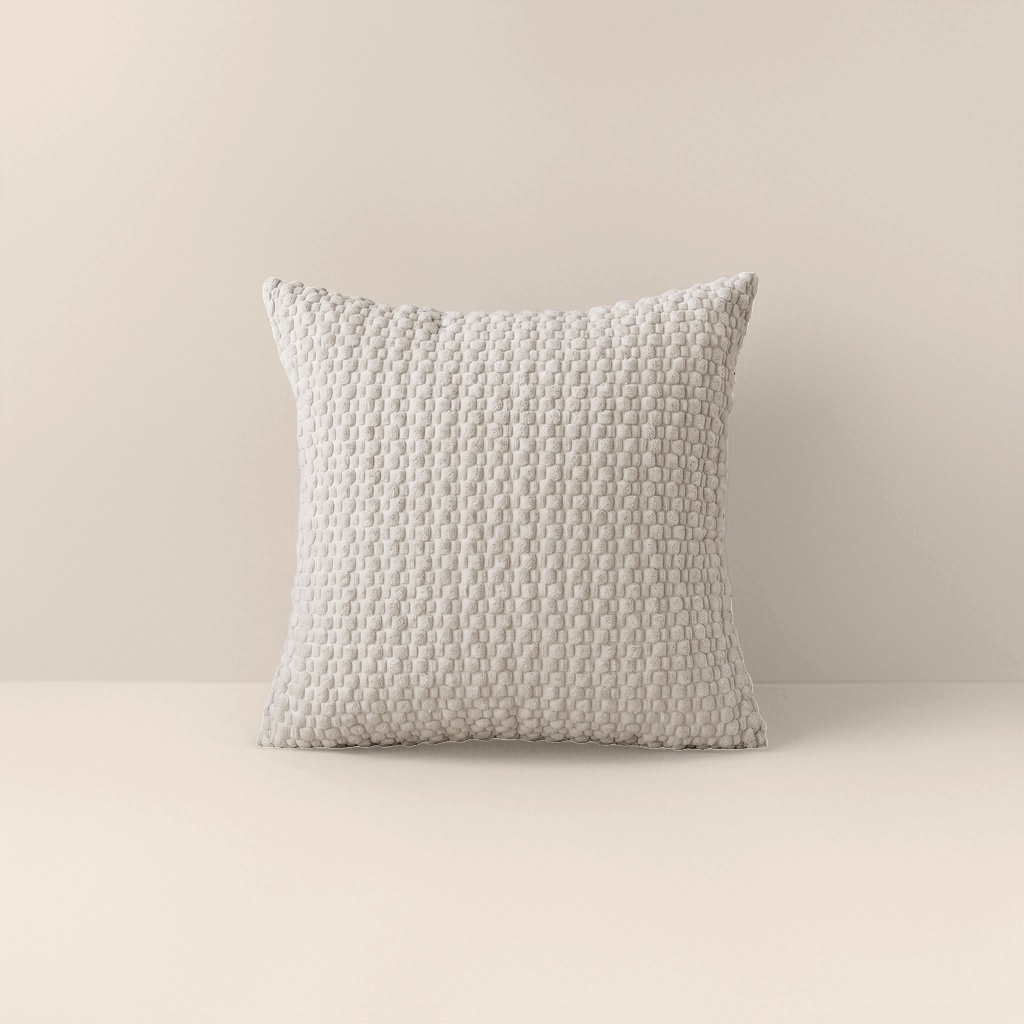 The off-white textured Nordic-style throw pillow is a soft furnishing for the living room and bedroom Application Scenario