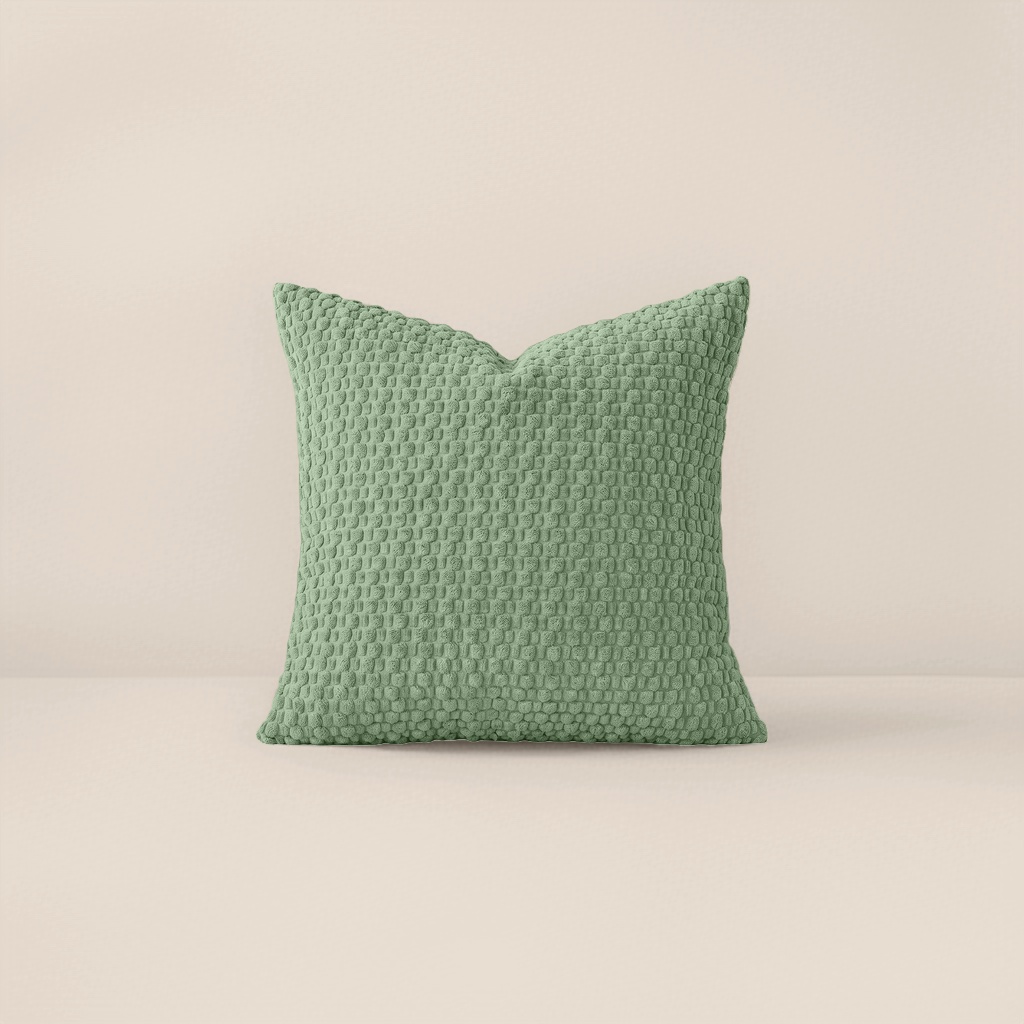 Green textured Nordic-style throw pillow, 45x45cm, cotton and linen material, for living room and bedroom decoration Specification image