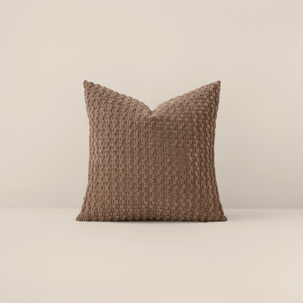 Brown textured Nordic-style throw pillow, 45x45cm, detachable and washable, made of cotton and linen Specification image