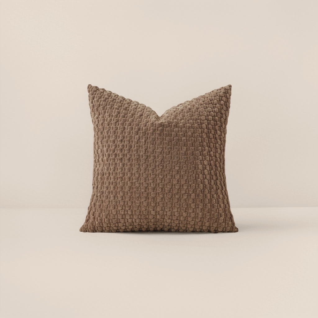 Brown textured Nordic-style throw pillow, 45x45cm, detachable and washable, made of cotton and linen Application Scenario