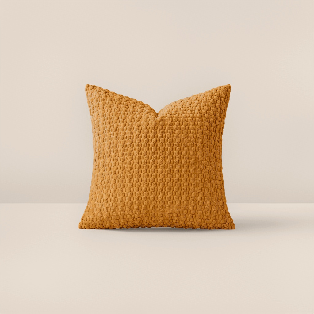 Orange-yellow textured Nordic-style throw pillow, 45x45cm, soft fabric pillow for living room and bedroom decoration Specification image