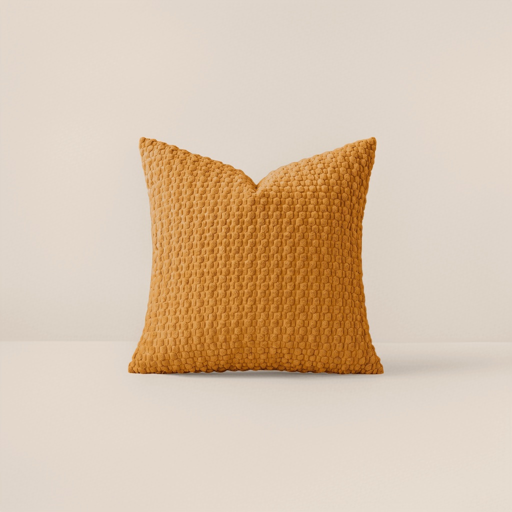 Orange-yellow textured Nordic-style throw pillow, 45x45cm, soft fabric pillow for living room and bedroom decoration details Picture