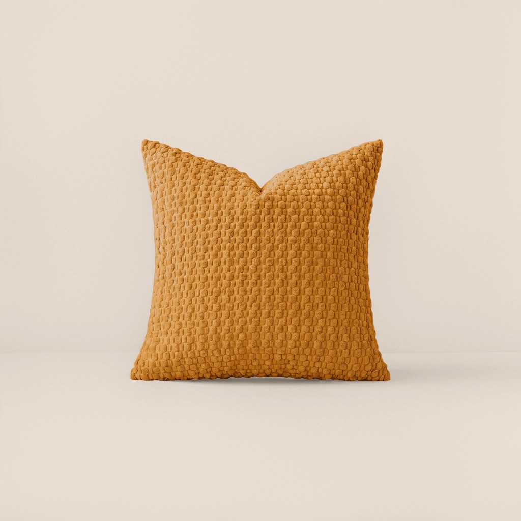 Orange-yellow textured Nordic-style throw pillow, 45x45cm, soft fabric pillow for living room and bedroom decoration Application Scenario