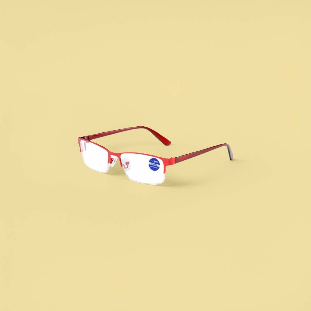 The red half-frame glasses are fashionable, light and anti-blue light myopia frames with adjustable degrees details Picture