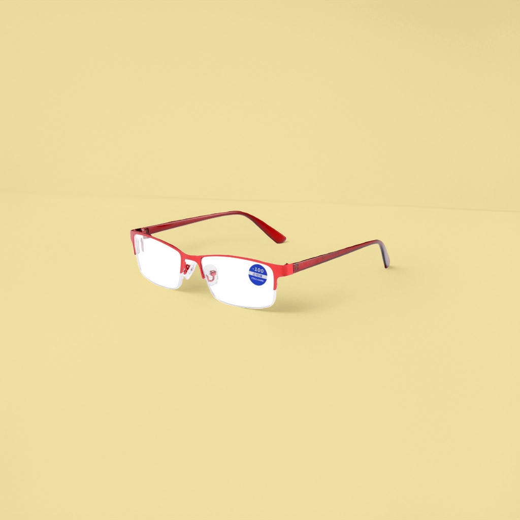 The red half-frame glasses are fashionable, light and anti-blue light myopia frames with adjustable degrees Application Scenario