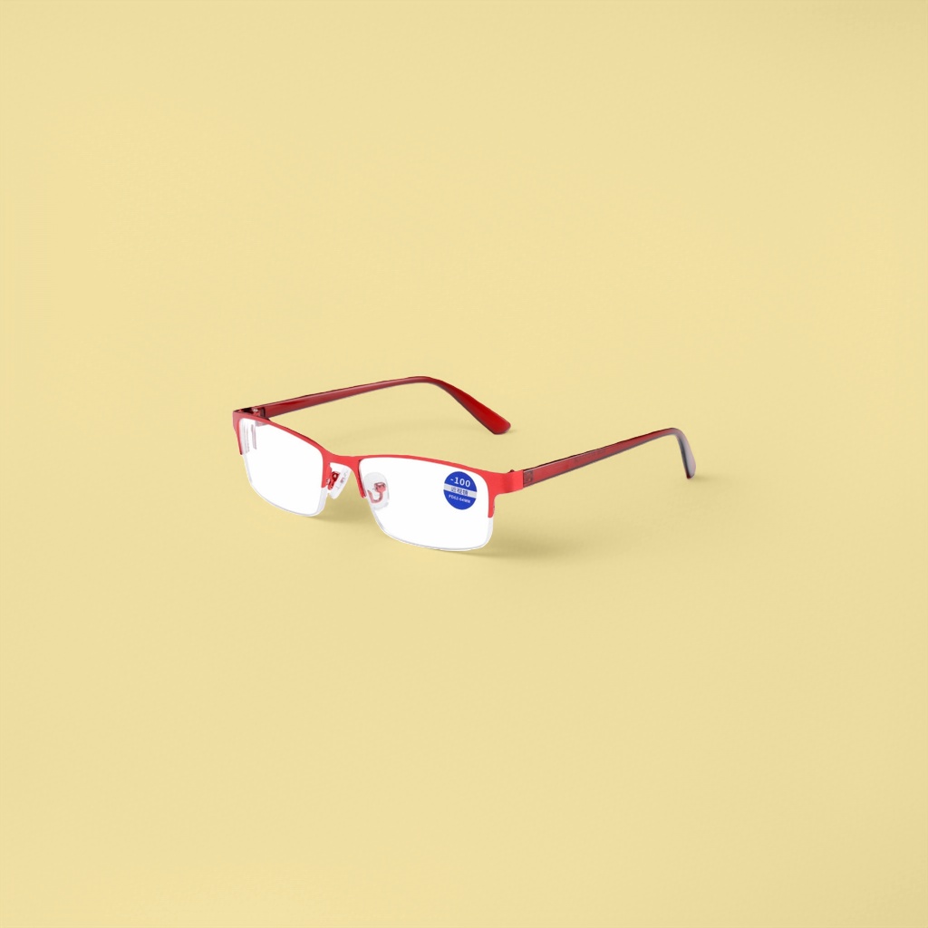 The red half-frame glasses are fashionable, light and anti-blue light myopia frames with adjustable degrees