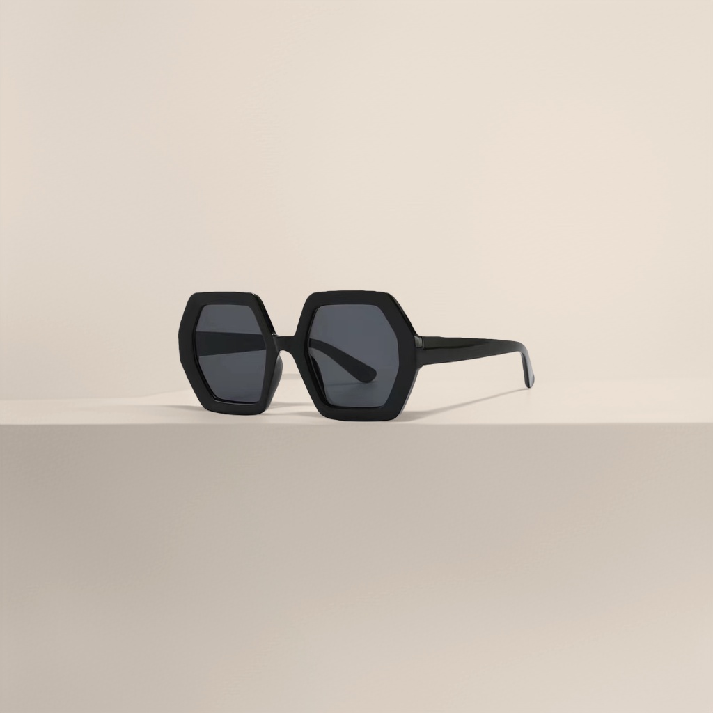Black hexagonal sunglasses, fashionable UV-resistant polarized sunglasses, suitable for both men and women Specification image