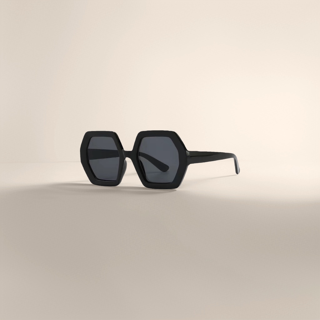 Black hexagonal sunglasses, fashionable UV-resistant polarized sunglasses, suitable for both men and women