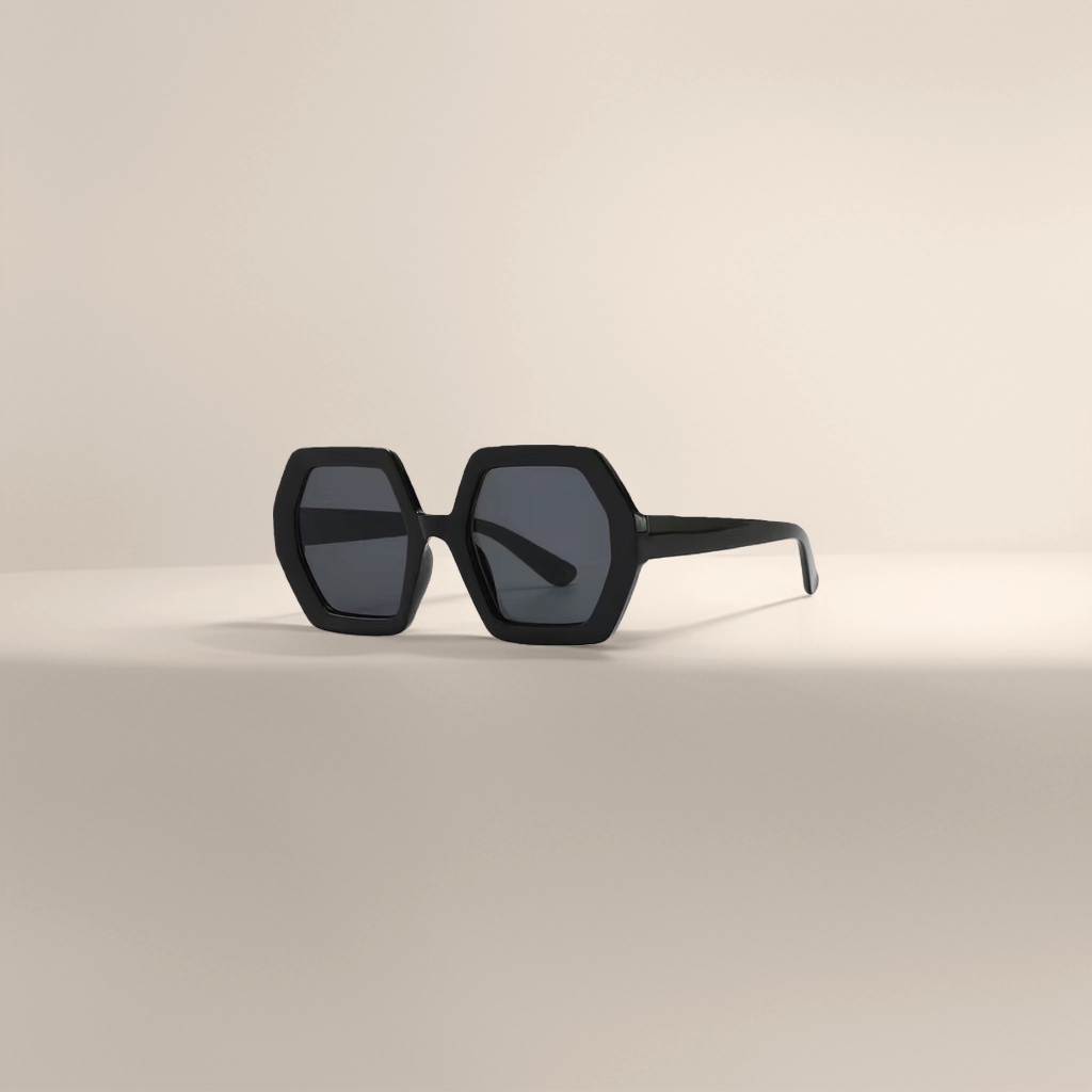 Black hexagonal sunglasses, fashionable UV-resistant polarized sunglasses, suitable for both men and women Application Scenario