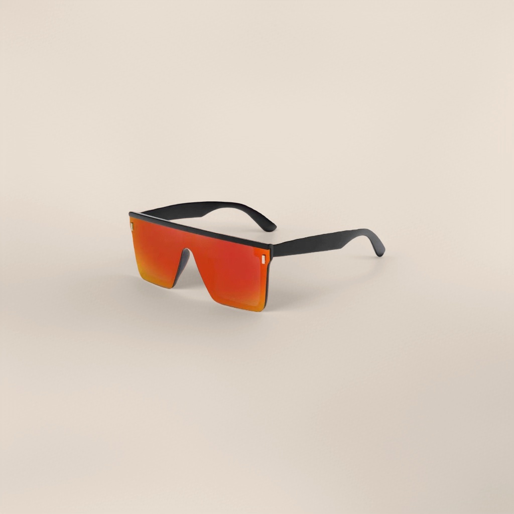 Black-framed red gradient lens sunglasses, fashionable UV-resistant polarized sunglasses