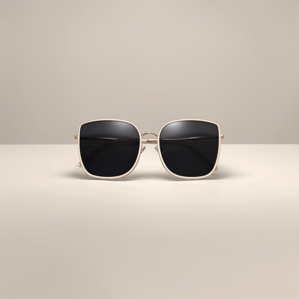 Beige framed, golden slender frame, black lens sunglasses Specification image