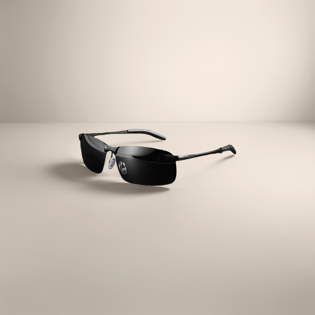 Black frameless sunglasses, fashionable polarized sunglasses, UV protection, lightweight and comfortable