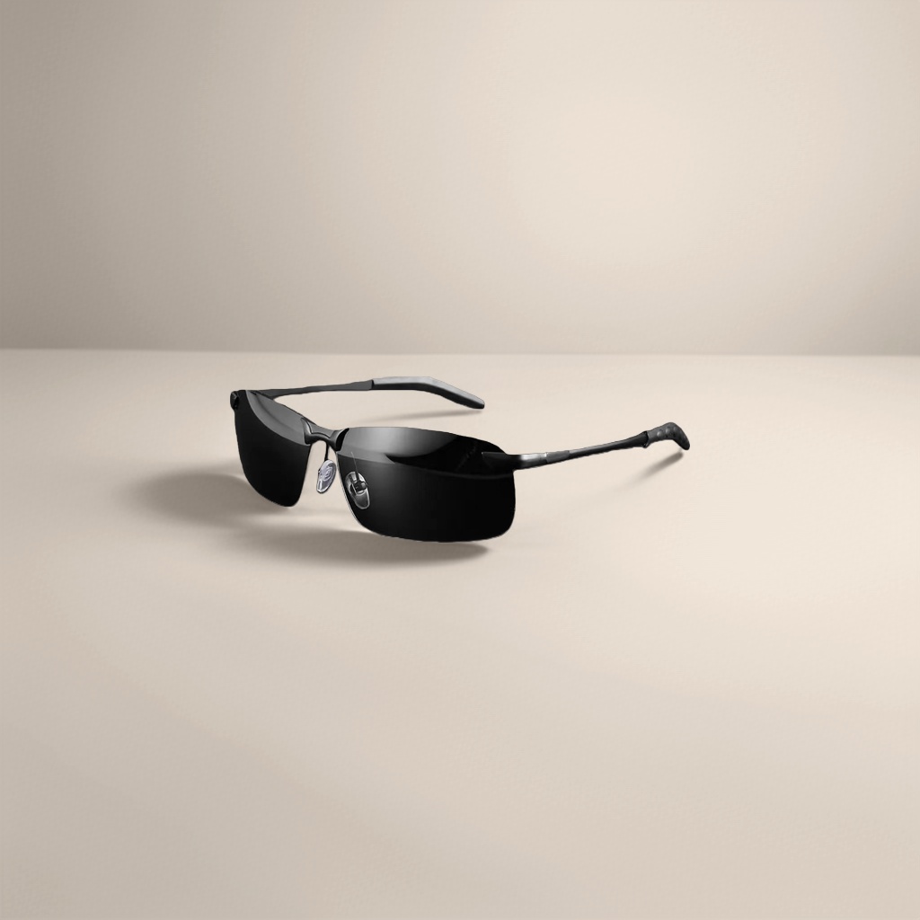 Black frameless sunglasses, fashionable polarized sunglasses, UV protection, lightweight and comfortable Specification image