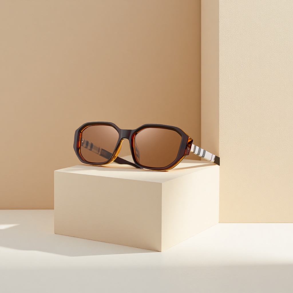 Brown gradient lens sunglasses, fashionable UV-resistant polarized sunglasses, suitable for both men and women Specification image