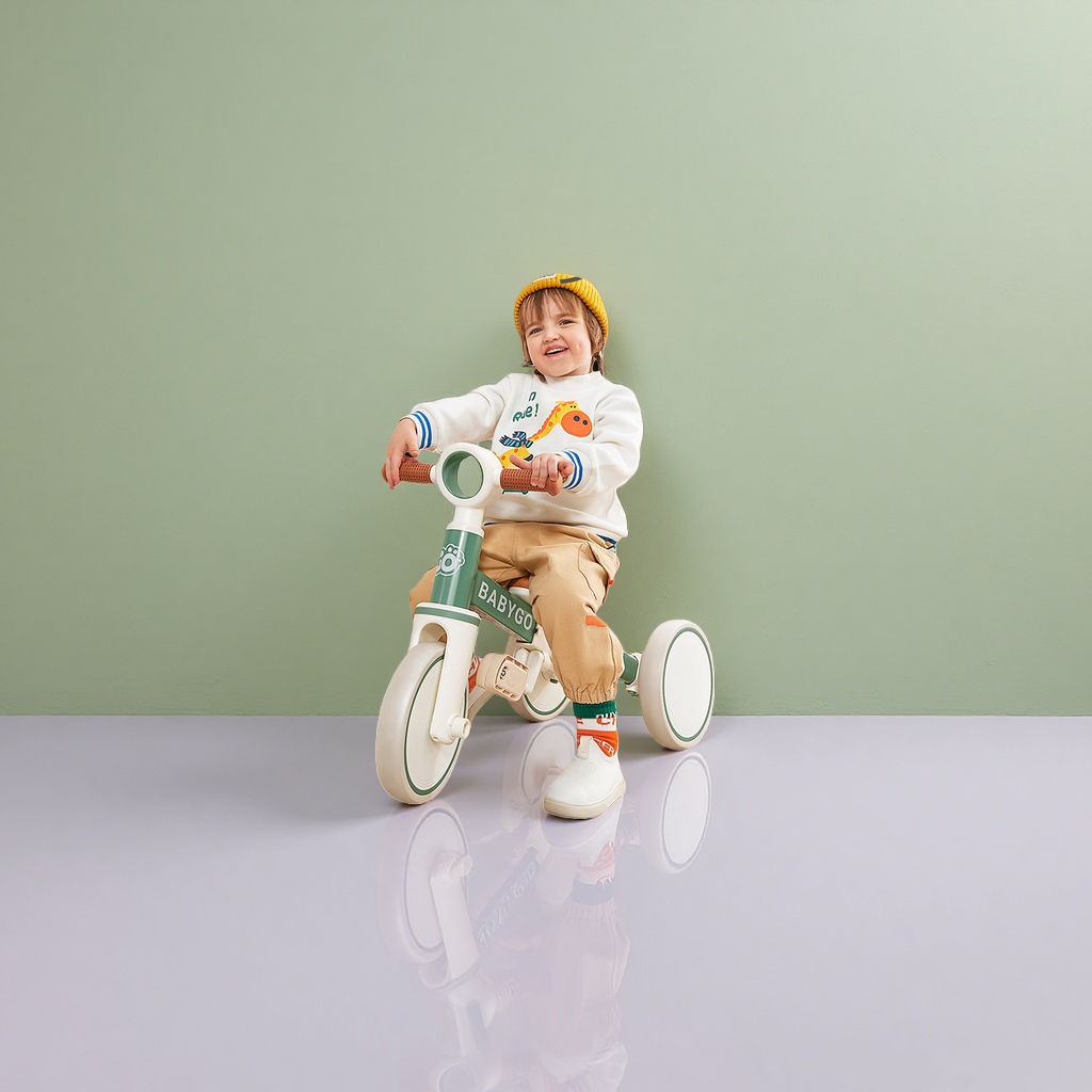 Verde blanco niños triciclo paseo paseo en el coche de juguete edad bebé andador Specification image