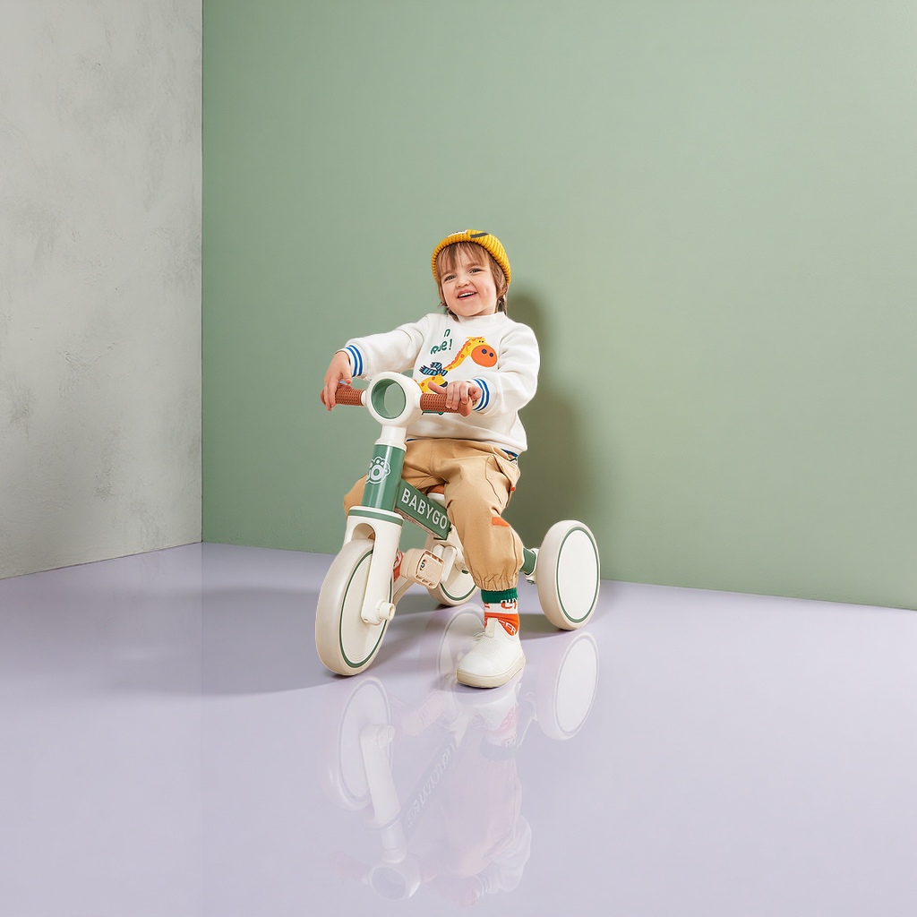 Verde blanco niños triciclo paseo paseo en el coche de juguete edad bebé andador