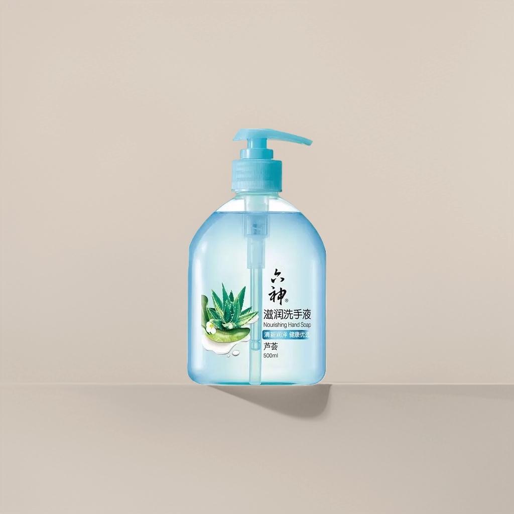 蓝色按压瓶装洗手液 温和洁净抑菌泡沫丰富家庭装细节图