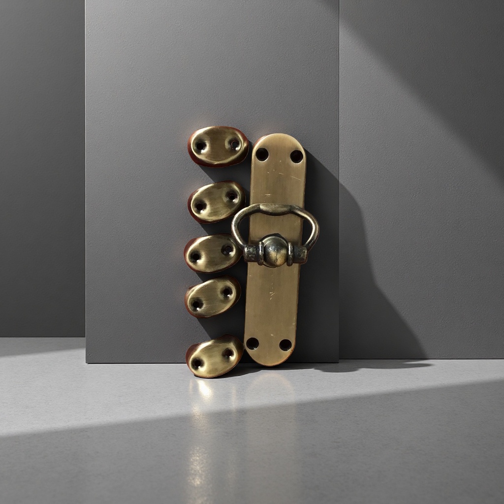 Hebilla de puerta de bronce para el hogar accesorios de hardware vintage tirador de puerta hebilla decorativa details Picture